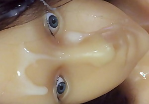 Flying cum in the dolls face