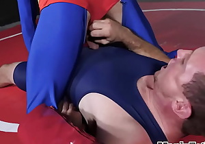 Cosplay bottom barebacked n facialized by wrestling hunk