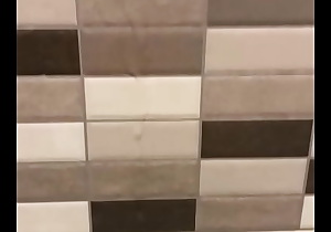 Friend dared me to cum on hotel bathroom wall