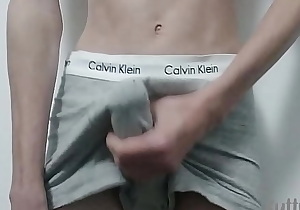 18 boy play with cock through underwear