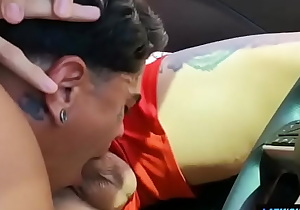 Latin Thug sucks dick in the car- LatinoHunter porn video 