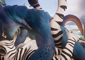 Lizard and Zebra make love on the beach - Wildlife