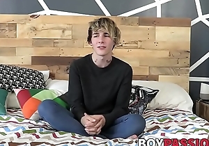 Good looking twink has an interview plus jerks it off alone