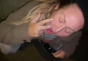 Offered a drink on the street to take a cum shot