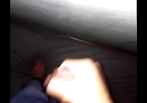 Teen boy  masturbating fro jeans cum on railing