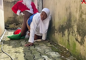 Africa Santa is caught fucking his naive neighbor's daughter at the backyard beside the window (Full video on RED)