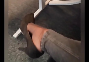 great feet and shoeplay in sheer black nylons before fucking me reverse
