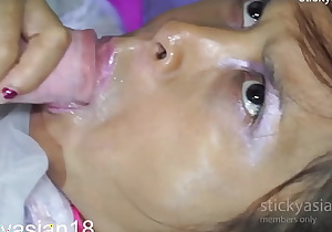 Star licks the cock  and takes it in her mouth for Semen Spray Ending StickyAsian18