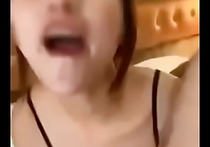 Asian girl enjoys swallow cum
