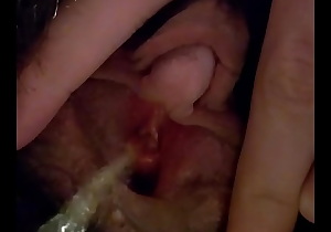 Hairy pussy hole peeing