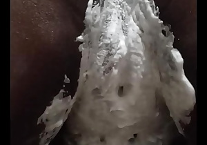 Wife Bend over and clap her big wet chocolate ass and white pussy.
