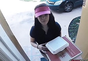 Kimber nation delivers pizza and bangs customer be useful to recovered middle tips