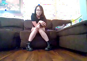 Barely Legal Goth Teen Cums All Over Living Room Floor!