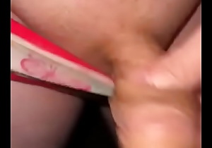 Jerking tiny penis in panties peeing