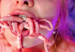 weird FOOD FETISH octopus eating video (Arya Grander)