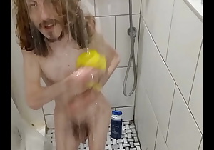 Jerking off and taking a piss and then shower