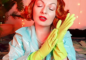 green gloves - household latex gloves fetish - ASMR video free fetish clip