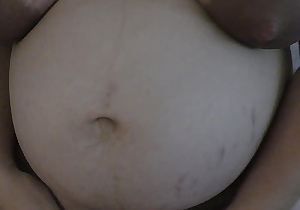 Pervert stepson touching her pregnant stepmom big lactating boobs and big pregnant belly while while both home alone! - Milky Mari